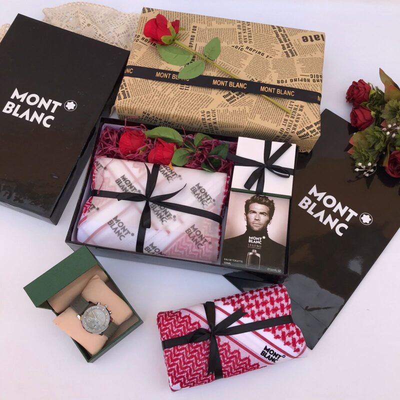 ✔ شماغ مونت بلانك الجديد ✔ عطر مونت بلانك الرجالي ✔ ساعة تصميم مونت بلانك أنيقة ✔ تغليف فاخر مجاني ✔ ربطات شرايط حسب الطلب ✔ عبارة إهداء خاصة تكتبينها له 🤍 تخيلي شعوره وهو يفتح العلبة ويشوف الطقم مرتب قدامه 👑 بيحس إنك اخترتي له شيء راقي ومقصود، مو هدية عادية. 📏 المقاسات المتوفرة للشماغ