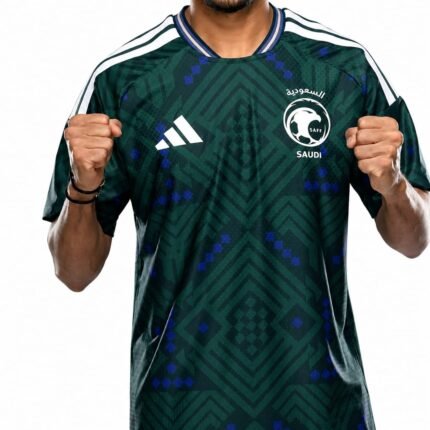 اطلبي تيشيرت المنتخب السعودي 2026 الأساسي باللون الأخضر، تصميم فخم ومريح لعشاق الأخضر. هدية رياضية مميزة للرجال والنساء والأطفال مع تخصيص الاسم والرقم.