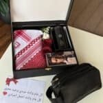 بوكس هدية عيد ميلاد رجالية فخم يحتوي على شماغ دانهل وعطر 100 مل ومبخرة إلكترونية وشنطة سوداء